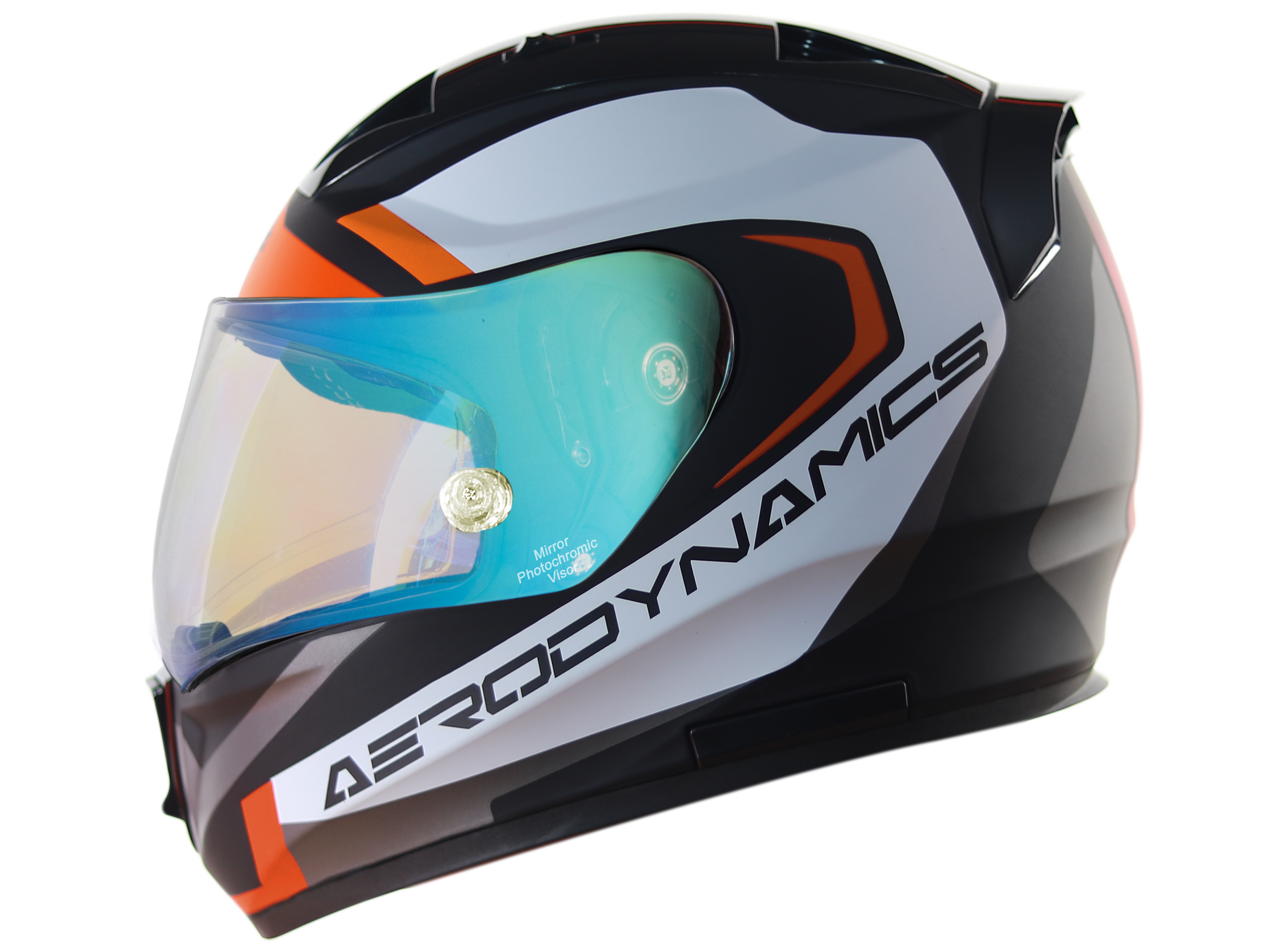 SA-1 Aerodynamics Mat Black/Orange With Anti-Fog Shield Blue Night Vision Photochromic Visor 